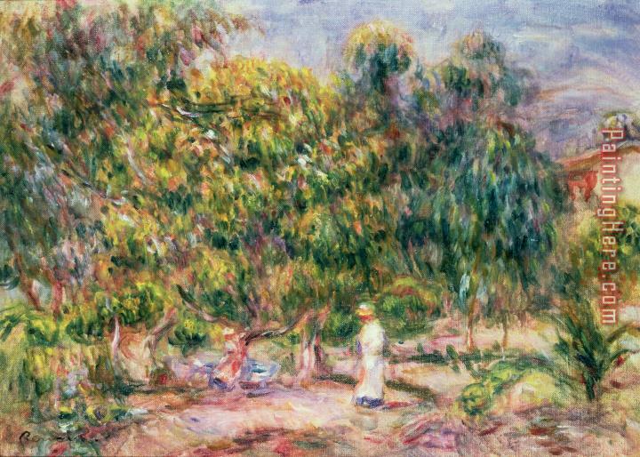 Pierre Auguste Renoir The Woman in White in the Garden of Les Colettes